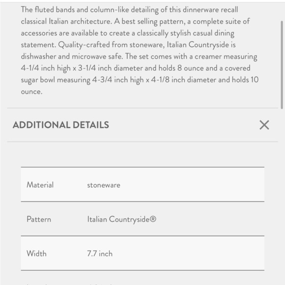 ITALIAN COUNTRYSIDE® SUGAR AND CREAMER by MIKASA - Picture 3 of 5